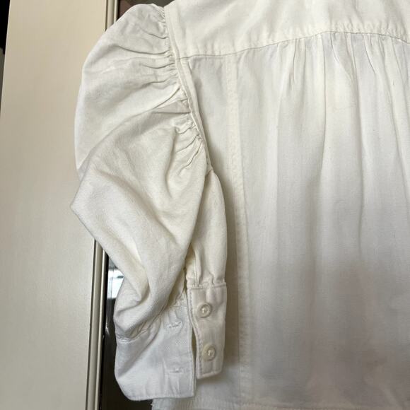 FRAME Gillian Dress Ecru Puff Shoulder Off White Size XS‎ Mini Chic Cute Sexy - Picture 14 of 16